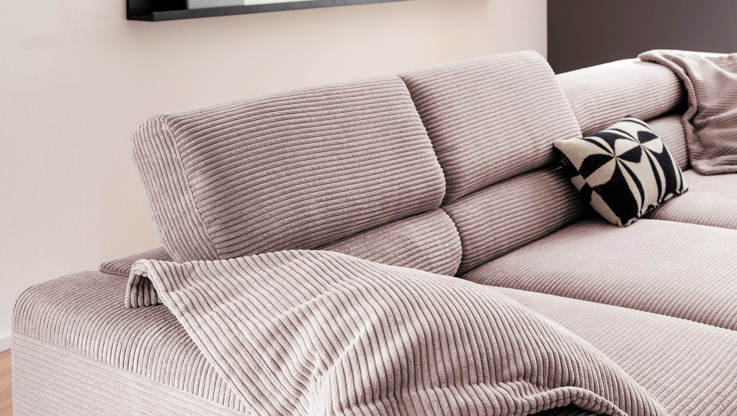 KAWOLA Sofa DELIA Ecksofa Cord rosa