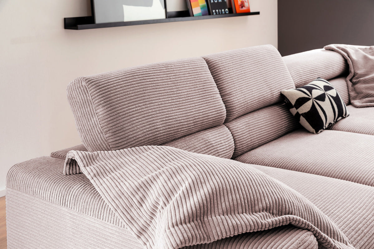 KAWOLA Sofa DELIA Ecksofa Cord rosa