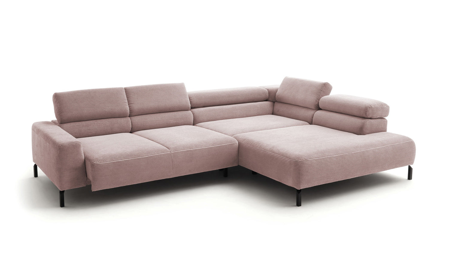 KAWOLA Sofa DELIA Ecksofa Cord rosa