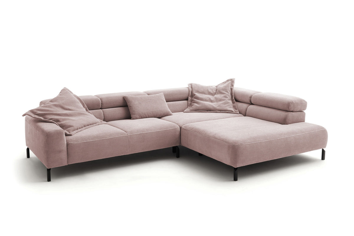 KAWOLA Sofa DELIA Ecksofa Cord rosa