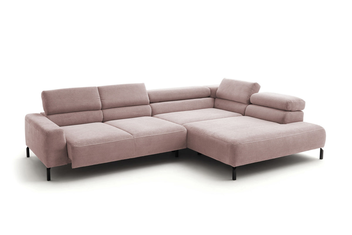 KAWOLA Sofa DELIA Ecksofa Cord rosa