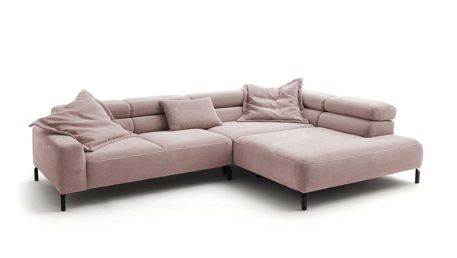 KAWOLA Sofa DELIA Ecksofa Cord rosa