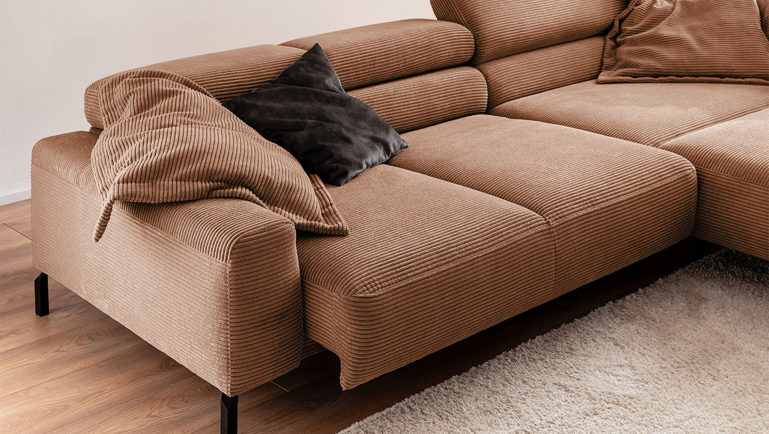 KAWOLA Sofa DELIA Ecksofa Cord rost