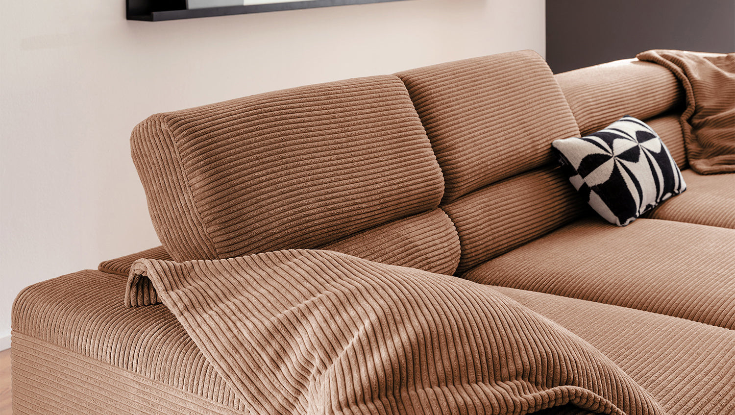 KAWOLA Sofa DELIA Ecksofa Cord rost