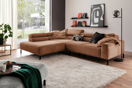 KAWOLA Sofa DELIA Ecksofa Cord rost, 276 x 219, Links, Ohne Komfortfunktion