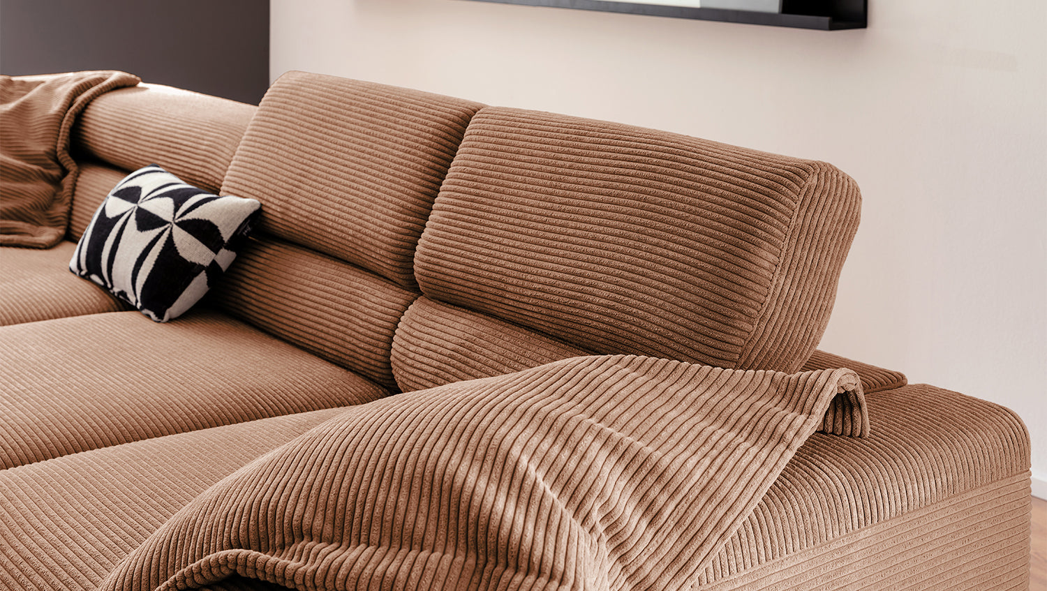 KAWOLA Sofa DELIA Ecksofa Cord rost