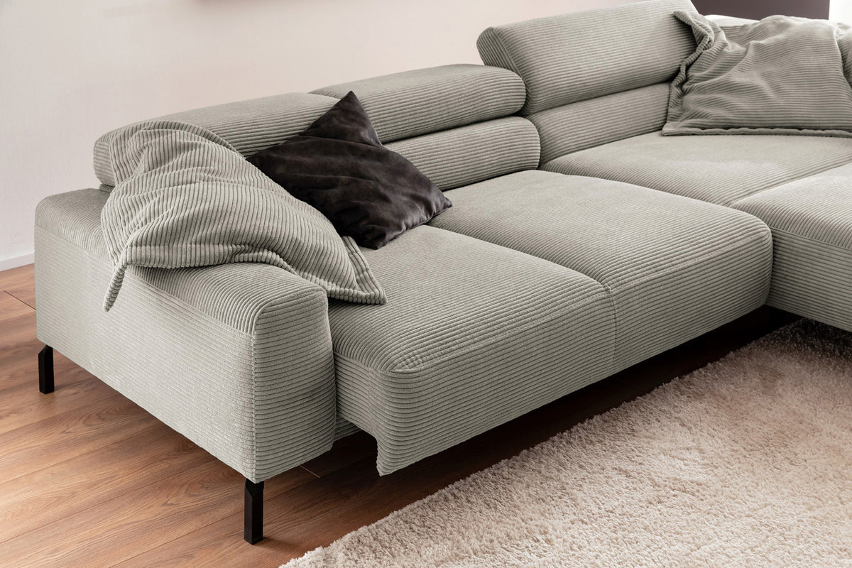 KAWOLA Sofa DELIA Ecksofa Cord steingrau