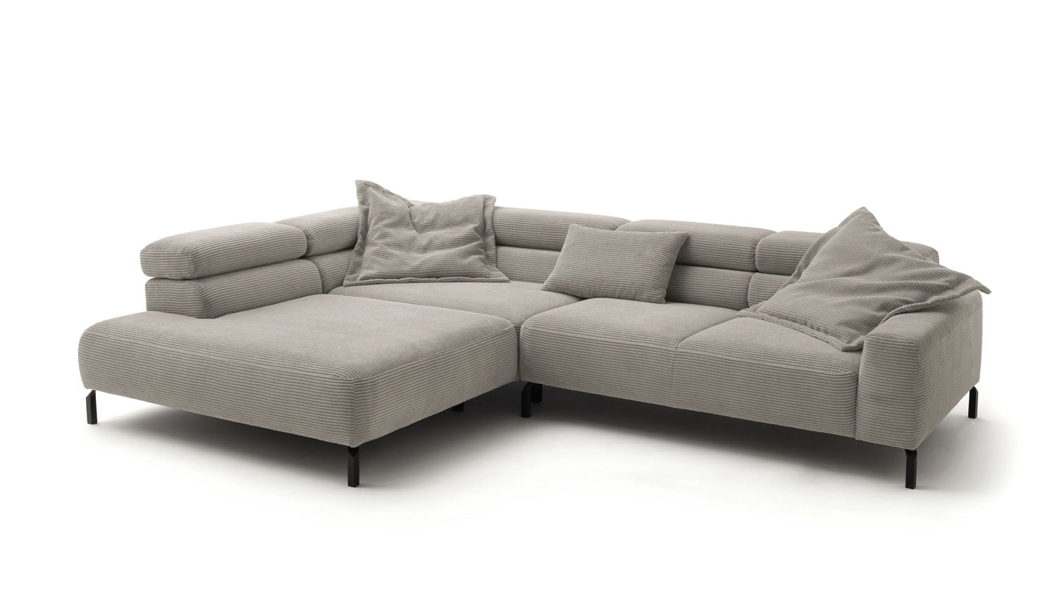 KAWOLA Sofa DELIA Ecksofa Cord steingrau