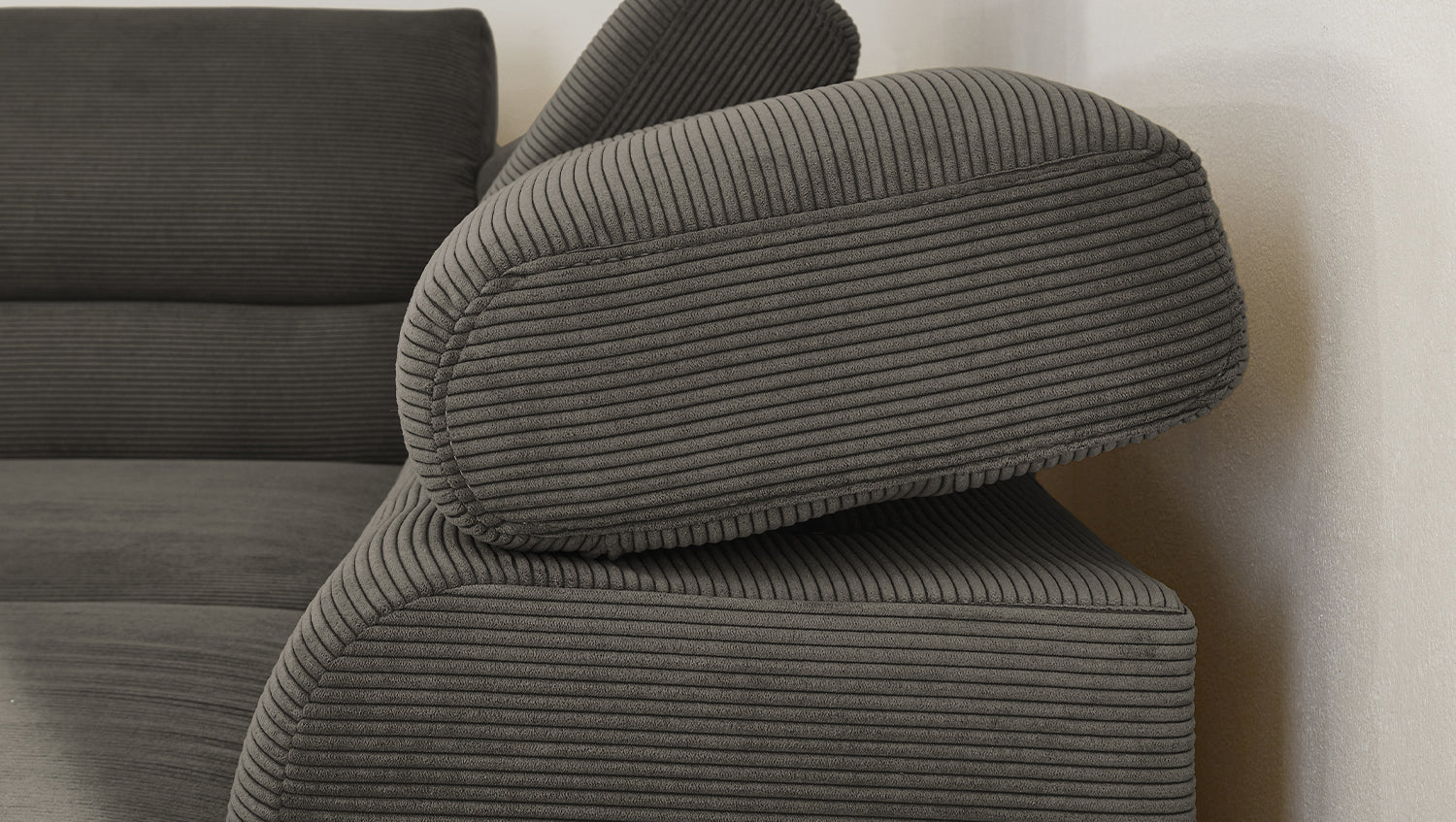 KAWOLA Sofa DELIA Ecksofa Feincord anthrazit