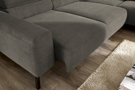 KAWOLA Sofa DELIA Ecksofa Feincord anthrazit