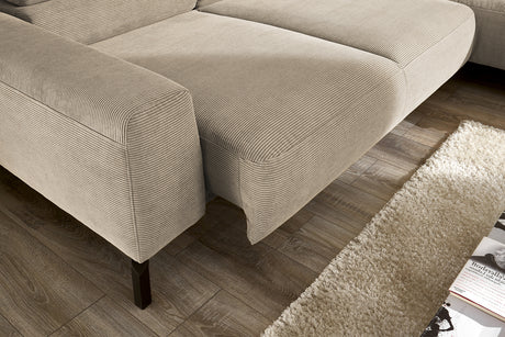 KAWOLA Sofa DELIA Ecksofa Feincord beige