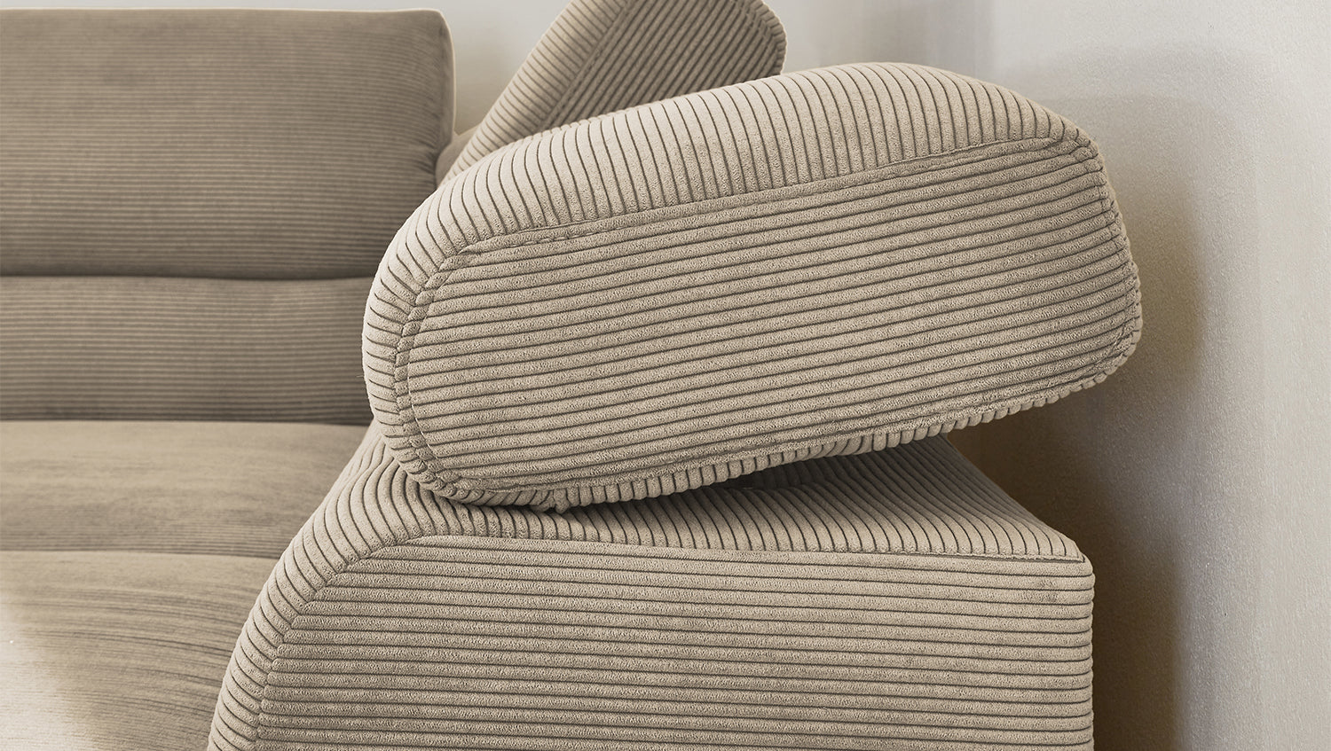 KAWOLA Sofa DELIA Ecksofa Feincord beige
