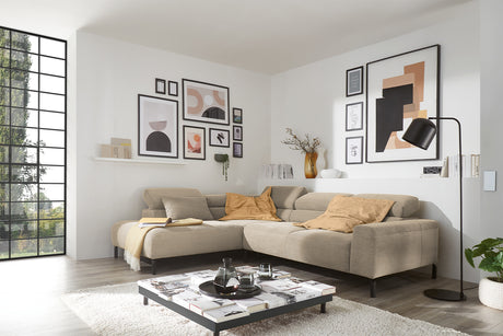 KAWOLA Sofa DELIA Ecksofa Feincord beige, Links, Relaxfunktion