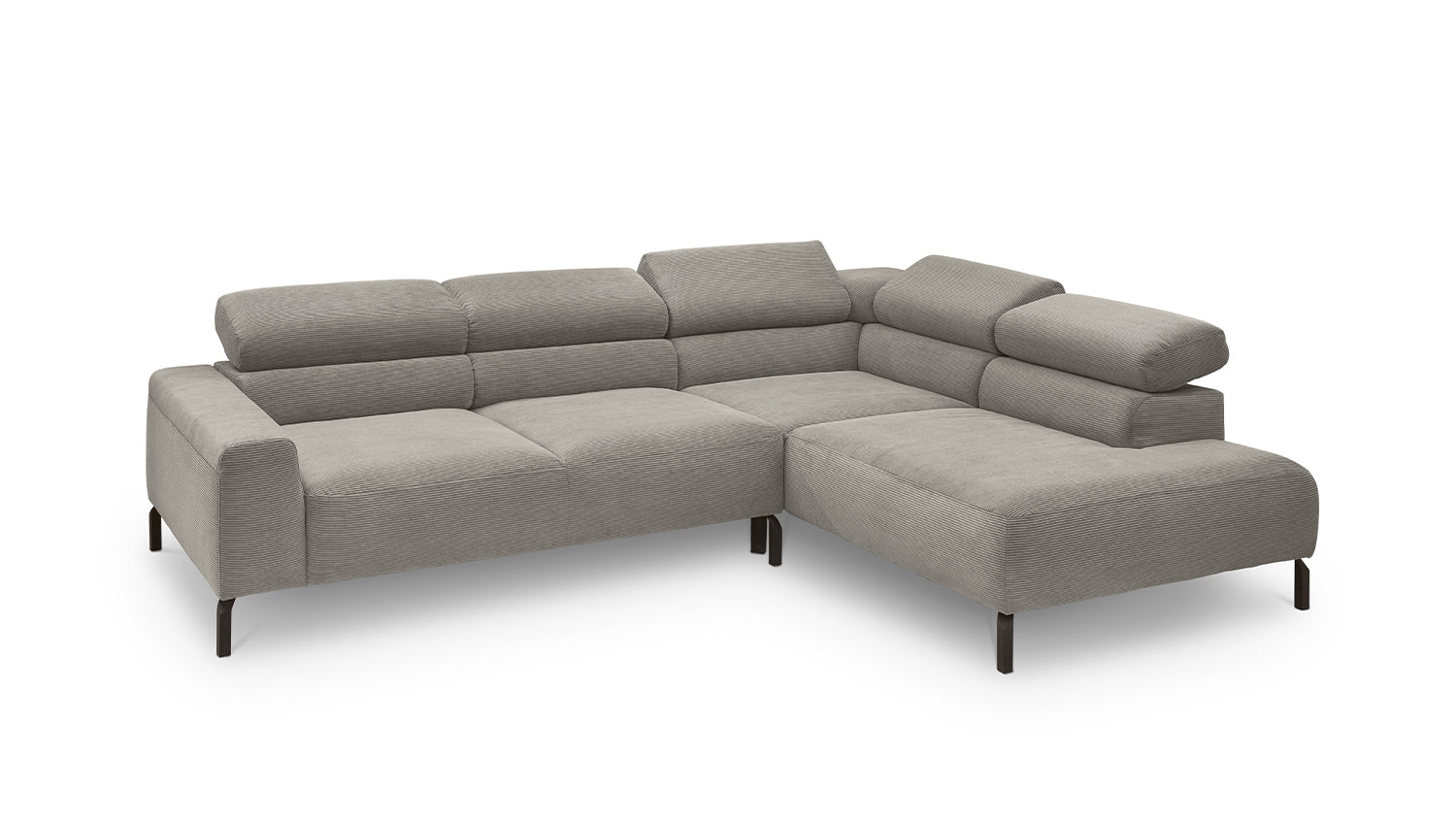KAWOLA Sofa DELIA Ecksofa Feincord grau