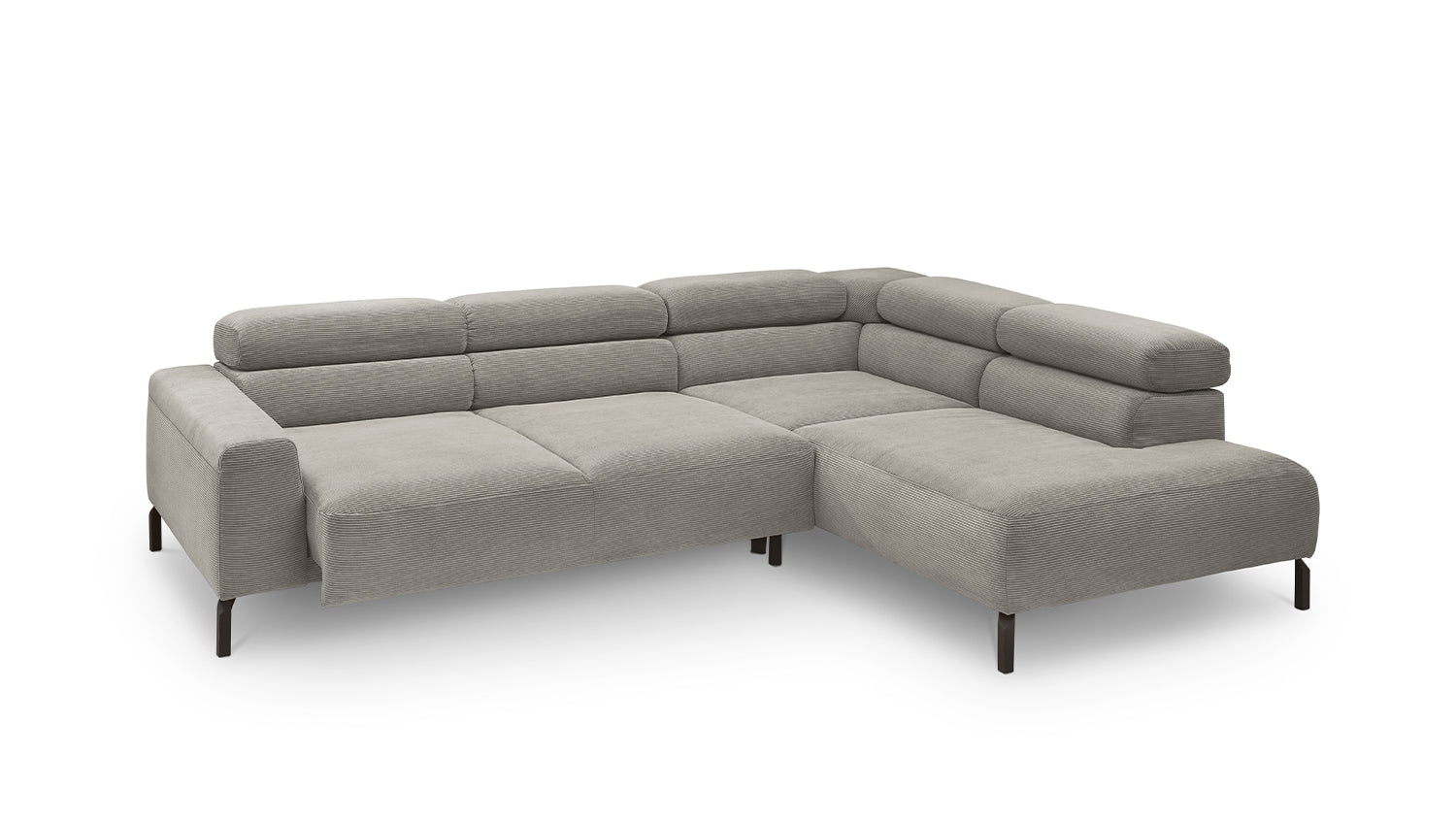 KAWOLA Sofa DELIA Ecksofa Feincord grau