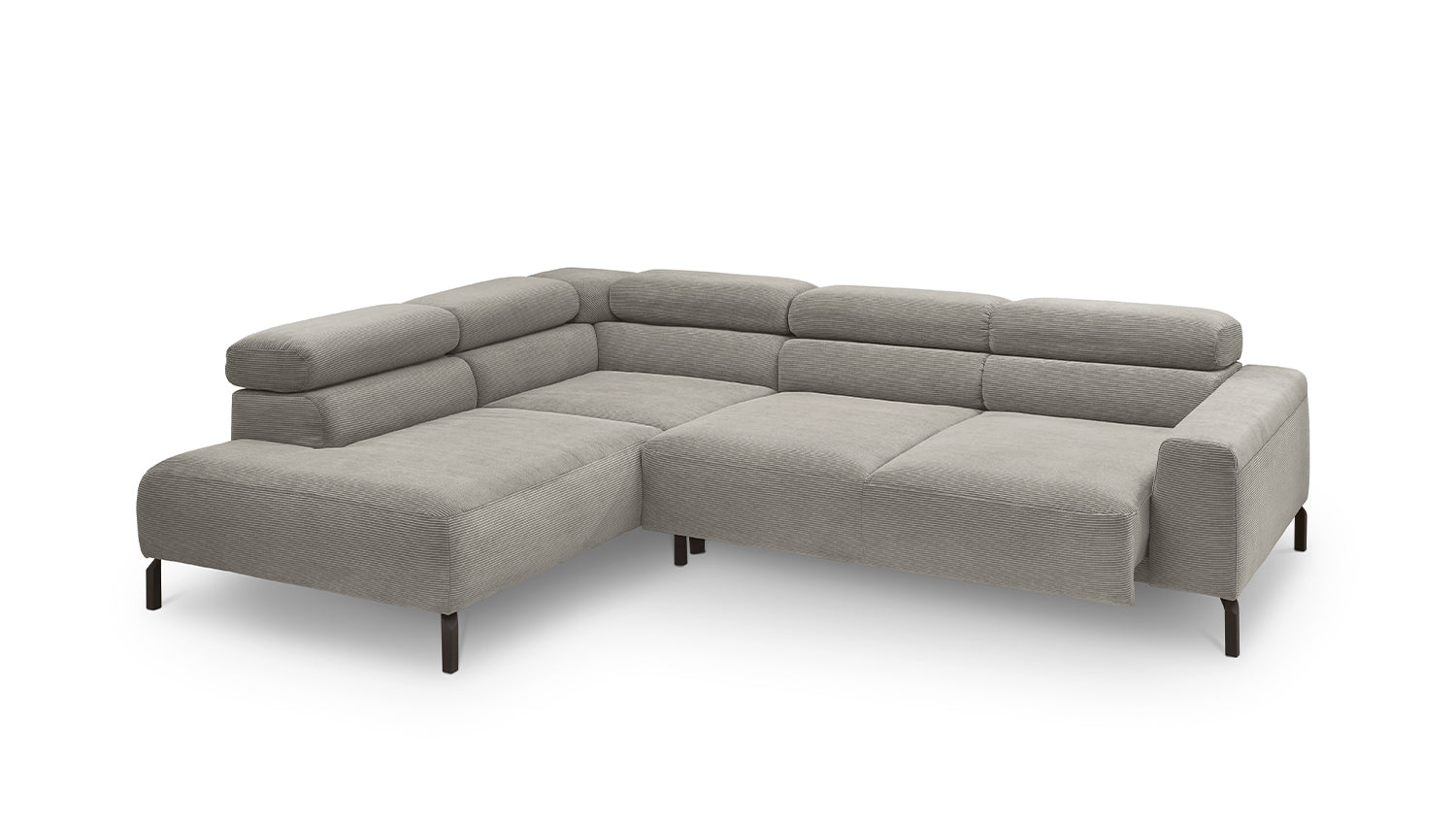 KAWOLA Sofa DELIA Ecksofa Feincord grau
