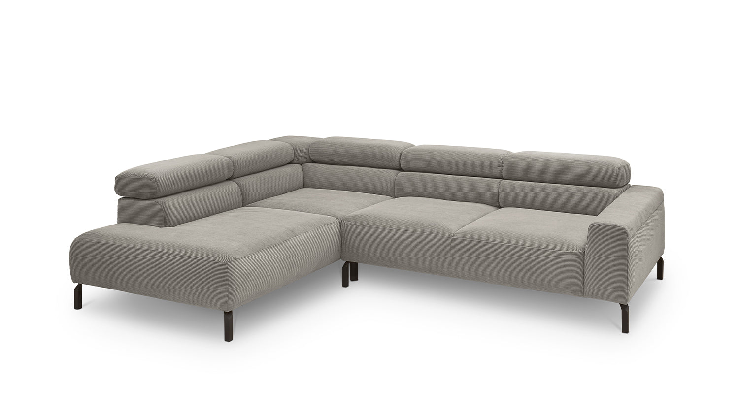 KAWOLA Sofa DELIA Ecksofa Feincord grau