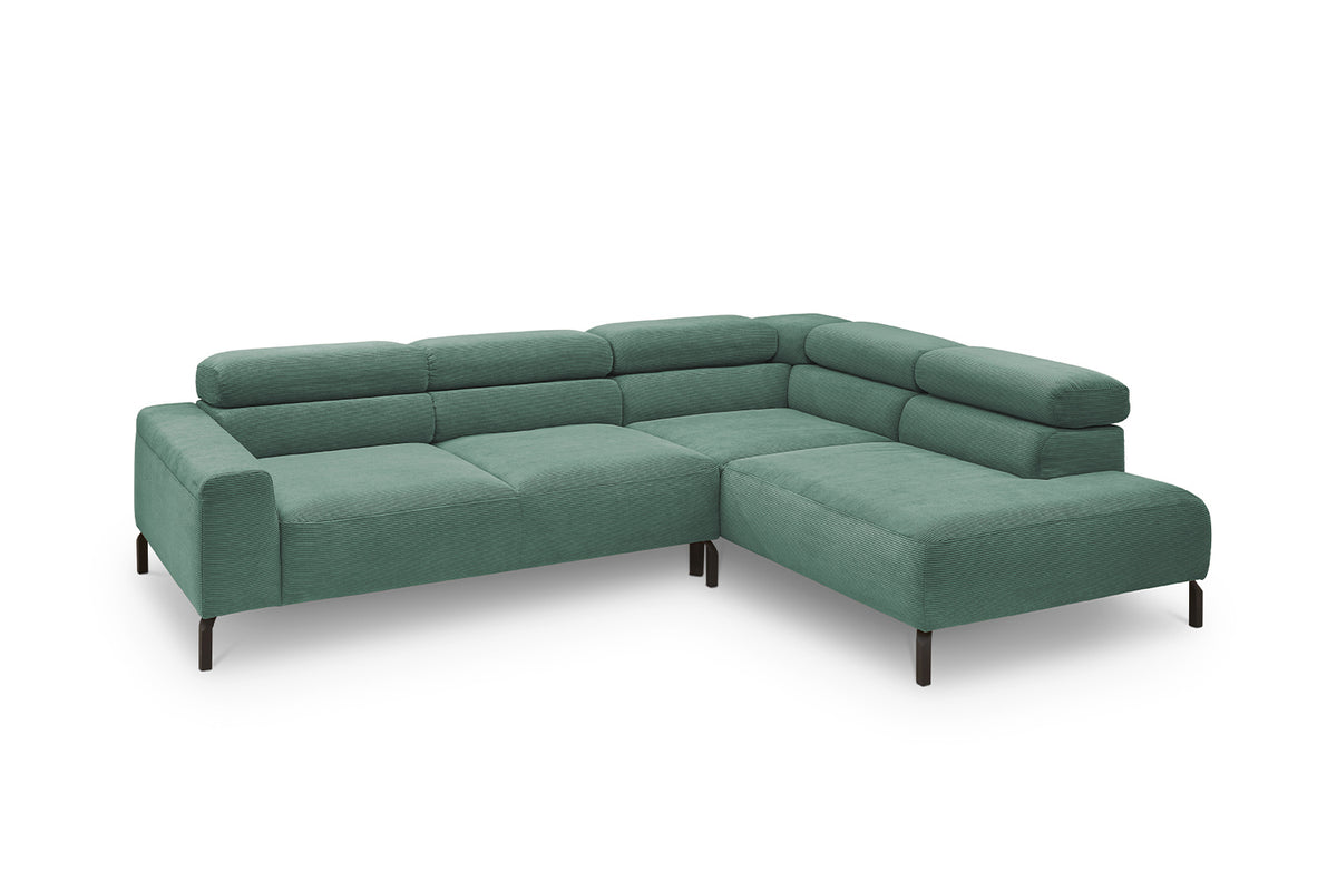 KAWOLA Sofa DELIA Ecksofa Feincord grün