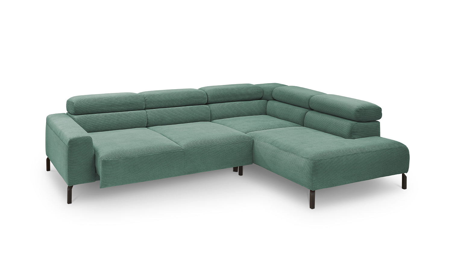 KAWOLA Sofa DELIA Ecksofa Feincord grün