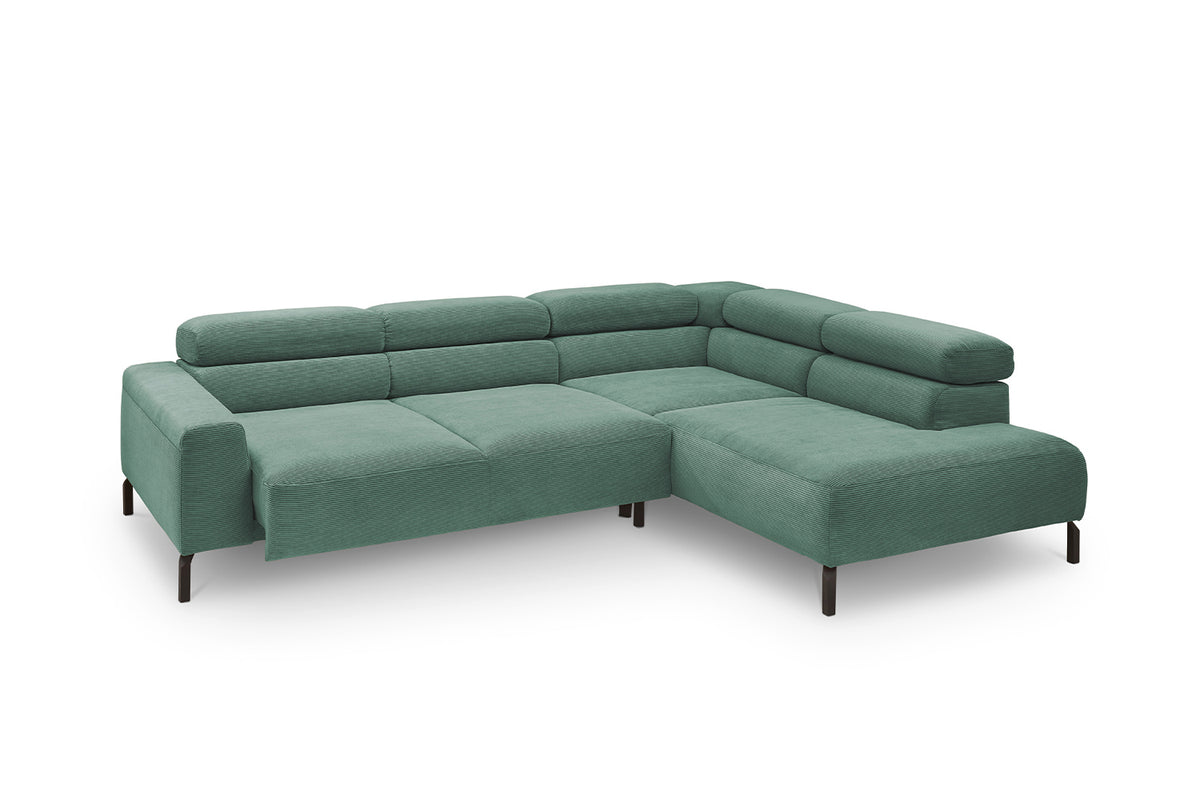 KAWOLA Sofa DELIA Ecksofa Feincord grün