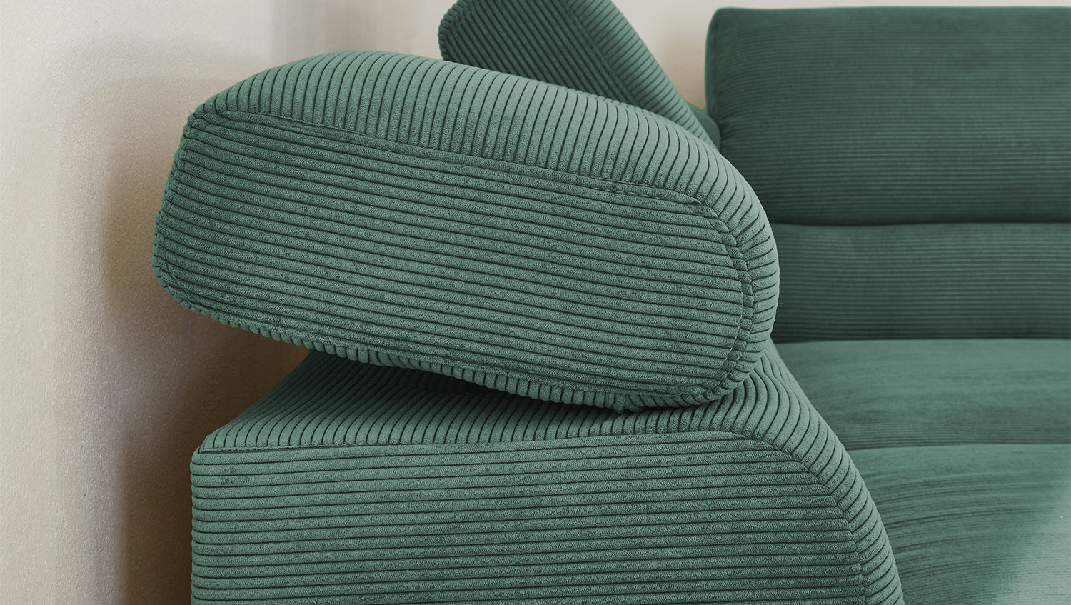 KAWOLA Sofa DELIA Ecksofa Feincord grün