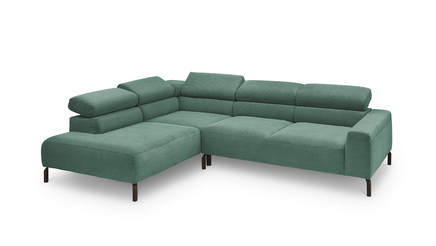 KAWOLA Sofa DELIA Ecksofa Feincord grün