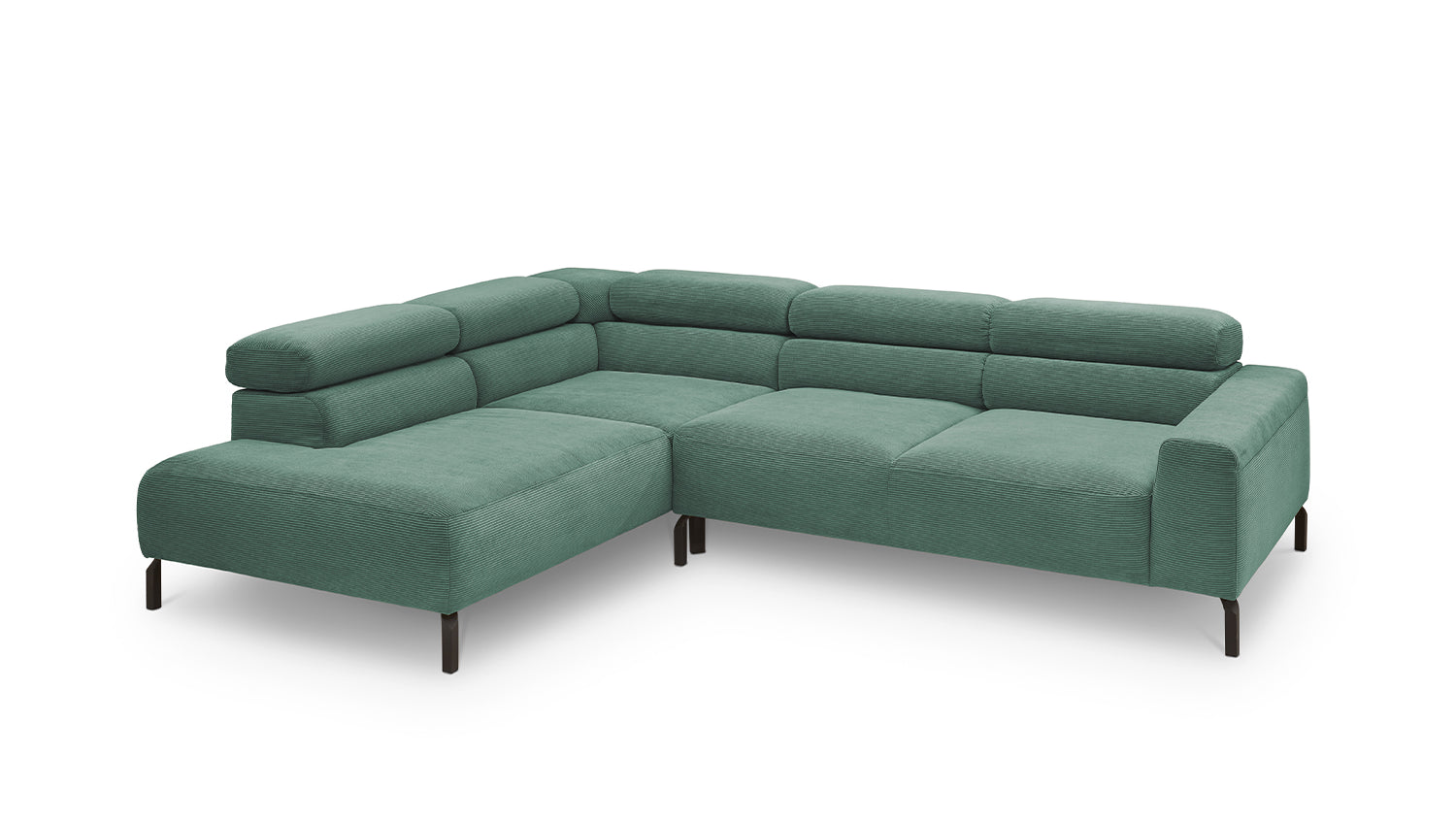 KAWOLA Sofa DELIA Ecksofa Feincord grün