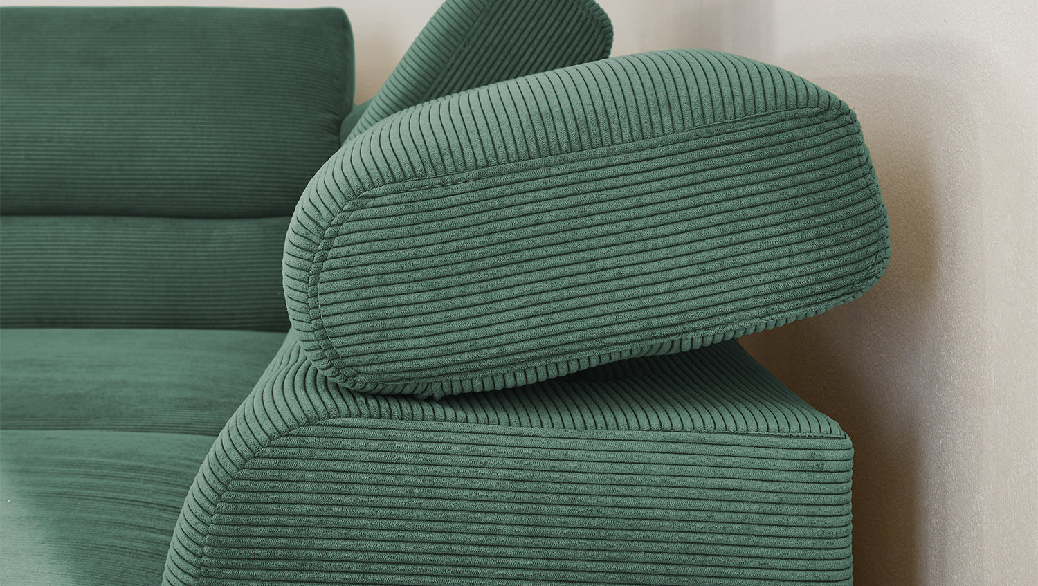 KAWOLA Sofa DELIA Ecksofa Feincord grün