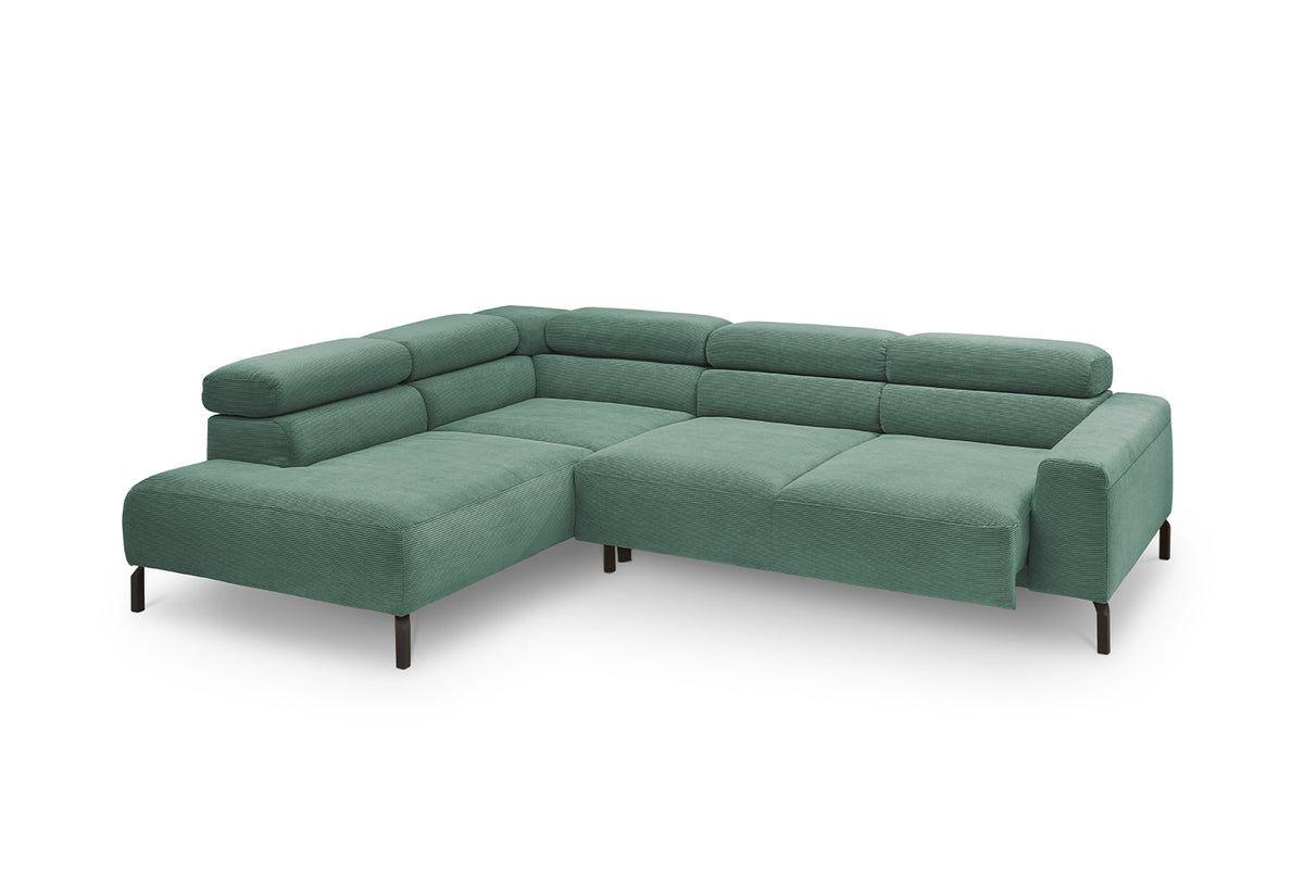 KAWOLA Sofa DELIA Ecksofa Feincord grün