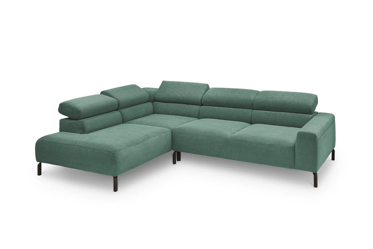 KAWOLA Sofa DELIA Ecksofa Feincord grün