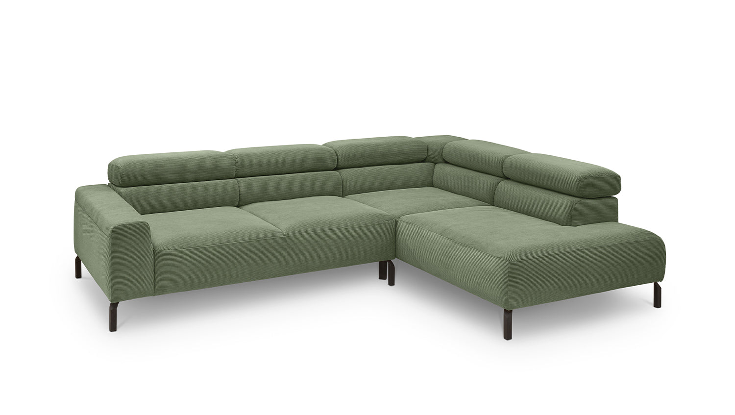 KAWOLA Sofa DELIA Ecksofa Feincord olivgrün