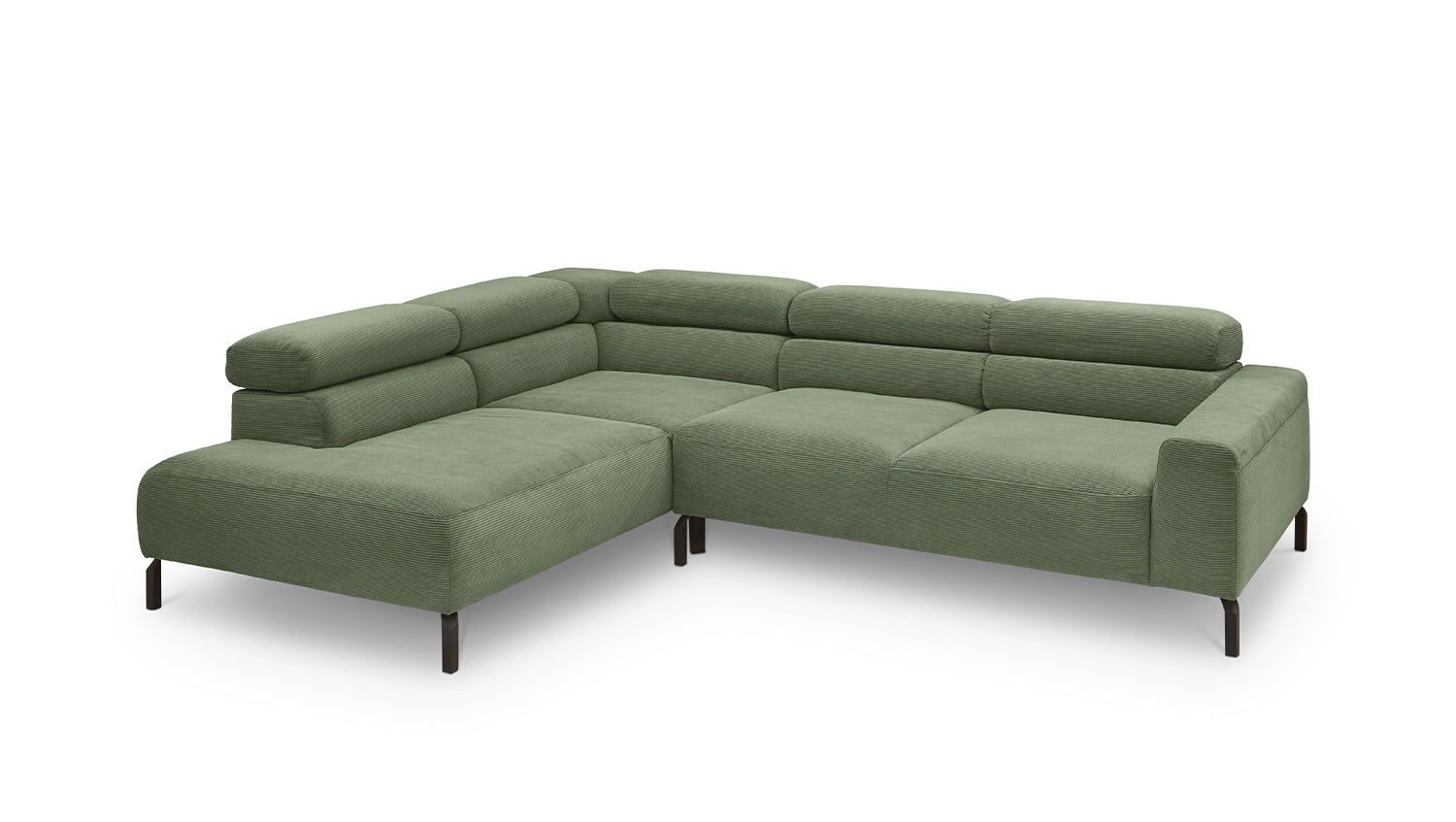KAWOLA Sofa DELIA Ecksofa Feincord olivgrün