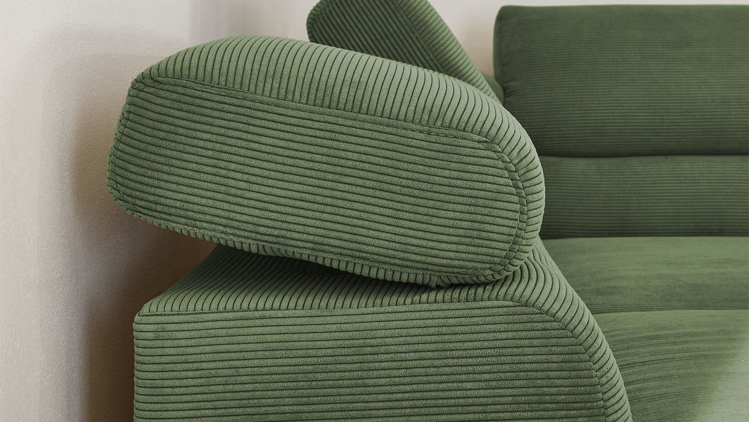 KAWOLA Sofa DELIA Ecksofa Feincord olivgrün