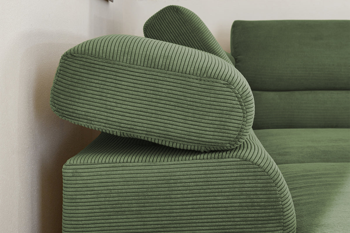 KAWOLA Sofa DELIA Ecksofa Feincord olivgrün