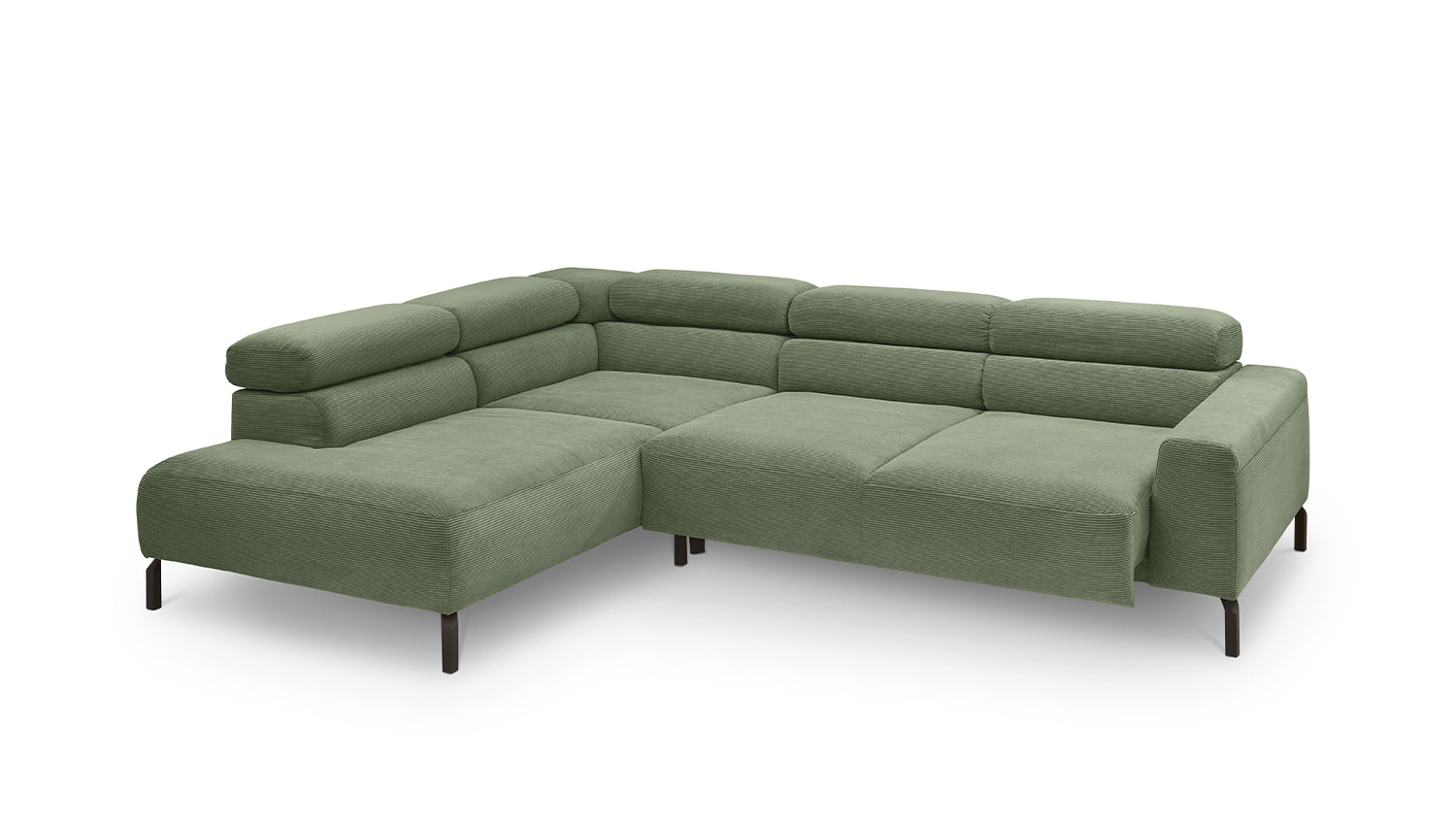 KAWOLA Sofa DELIA Ecksofa Feincord olivgrün