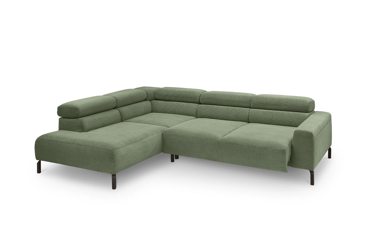 KAWOLA Sofa DELIA Ecksofa Feincord olivgrün