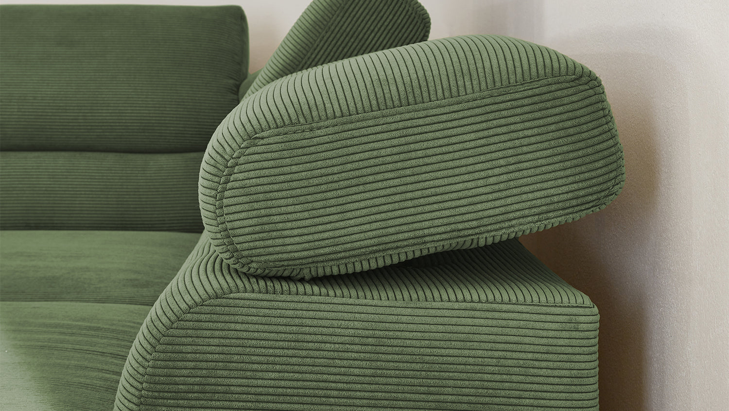 KAWOLA Sofa DELIA Ecksofa Feincord olivgrün