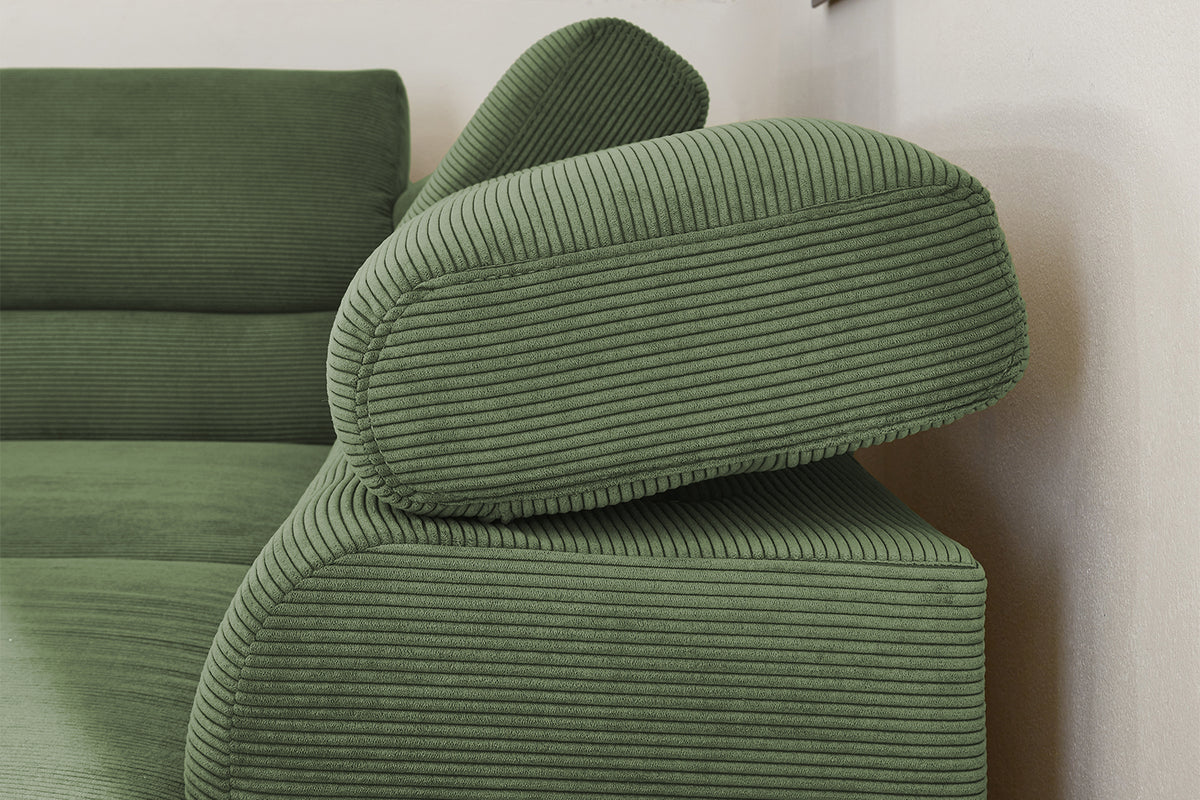 KAWOLA Sofa DELIA Ecksofa Feincord olivgrün