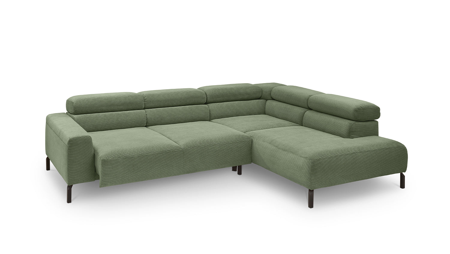 KAWOLA Sofa DELIA Ecksofa Feincord olivgrün