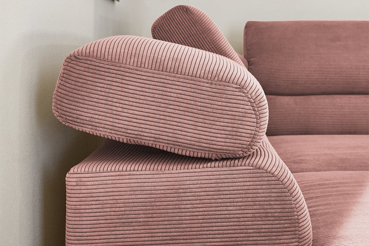 KAWOLA Sofa DELIA Ecksofa Feincord rosa
