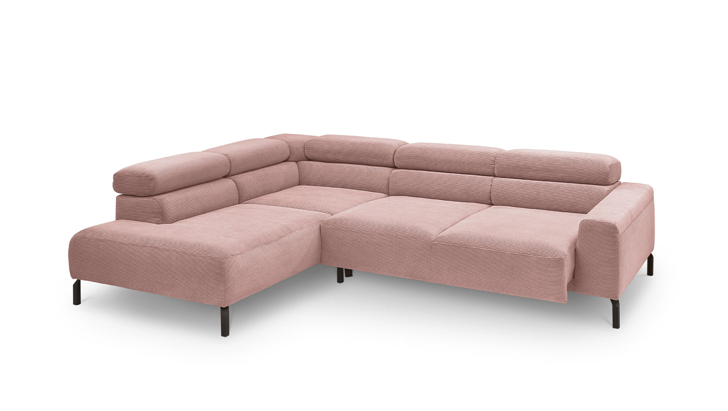 KAWOLA Sofa DELIA Ecksofa Feincord rosa