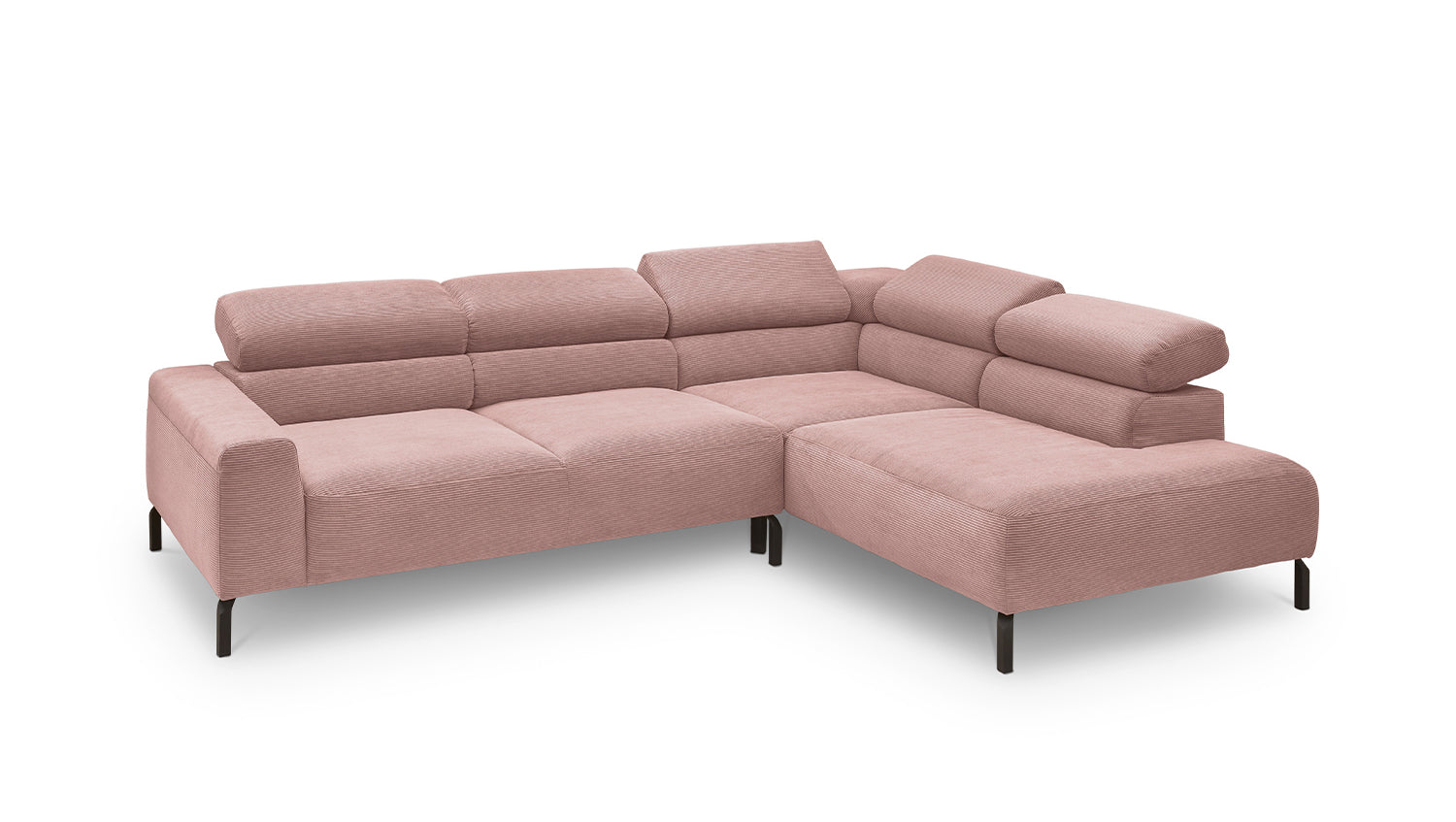 KAWOLA Sofa DELIA Ecksofa Feincord rosa