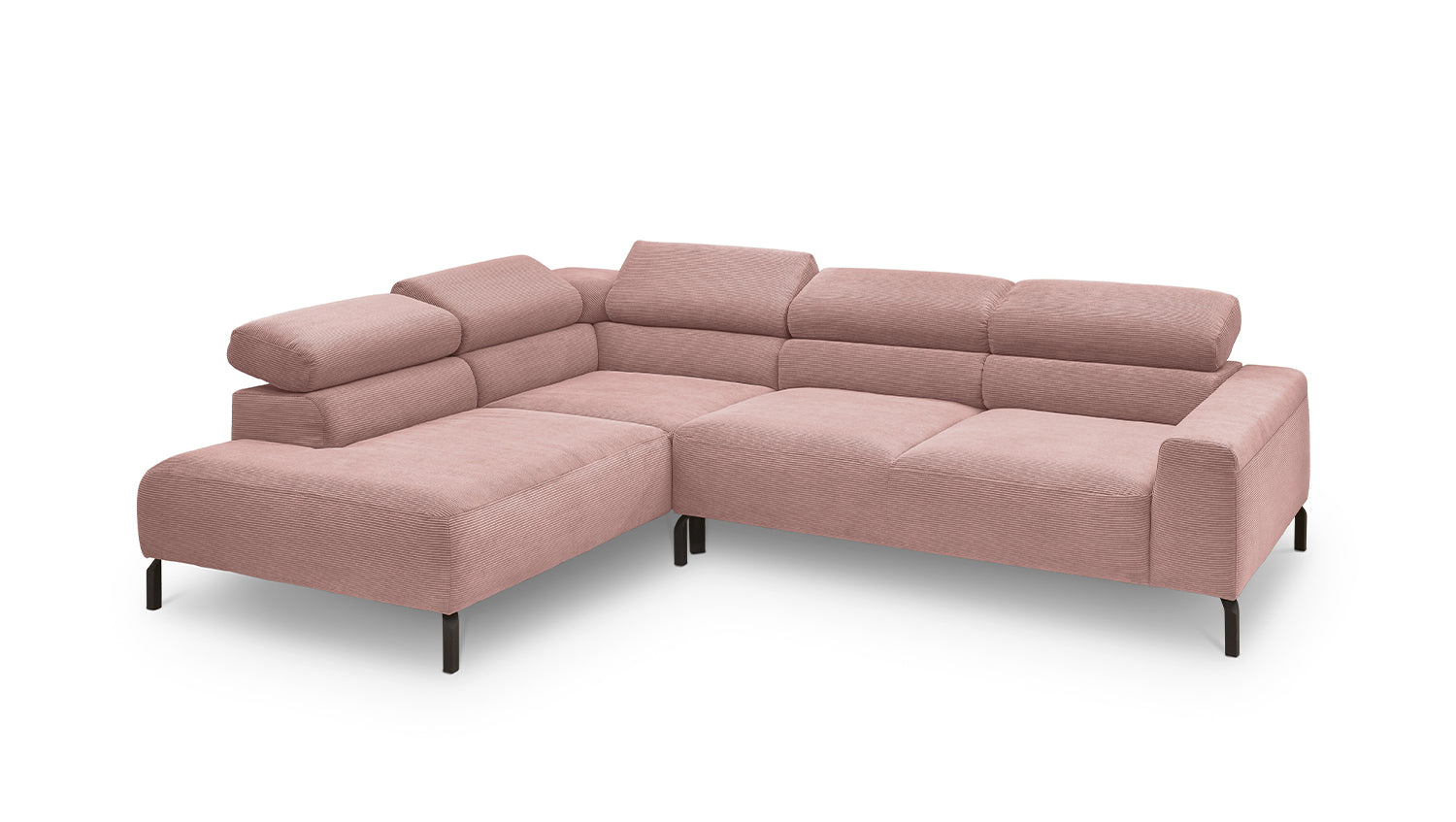 KAWOLA Sofa DELIA Ecksofa Feincord rosa