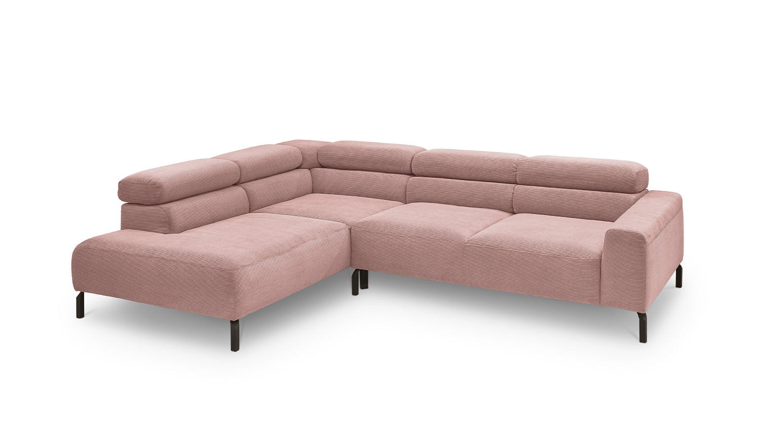 KAWOLA Sofa DELIA Ecksofa Feincord rosa