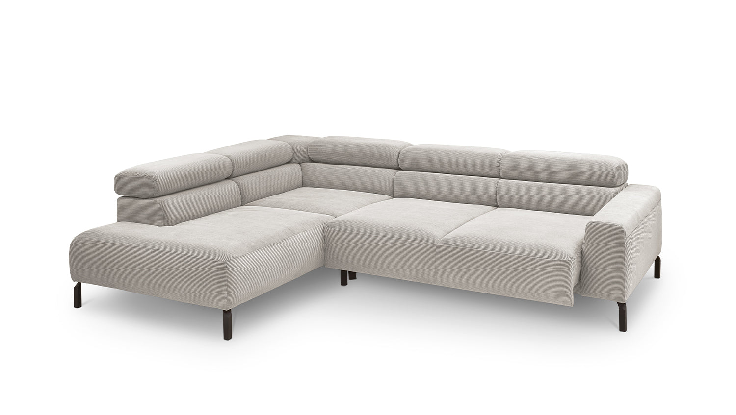 KAWOLA Sofa DELIA Ecksofa Feincord silber