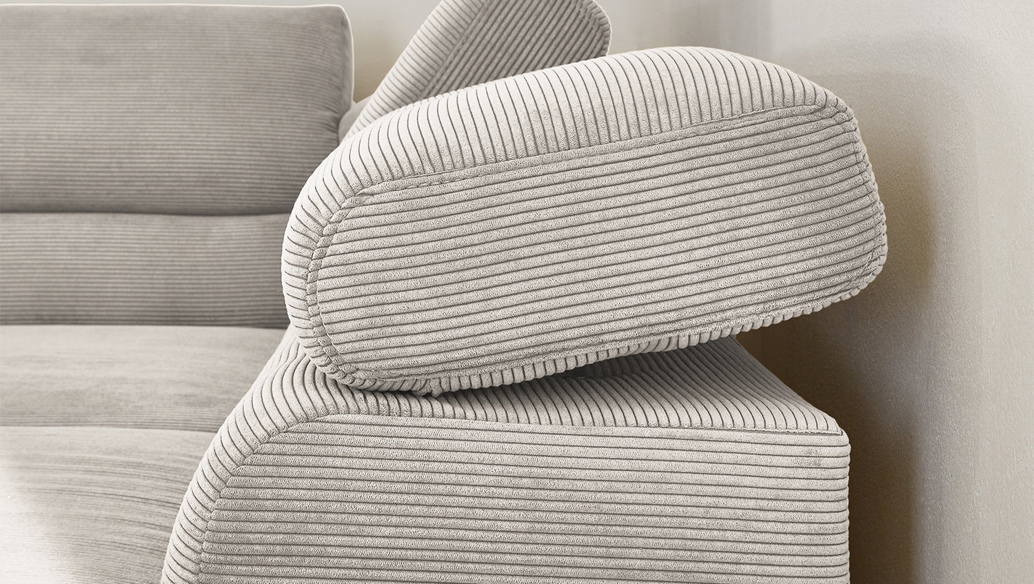 KAWOLA Sofa DELIA Ecksofa Feincord silber