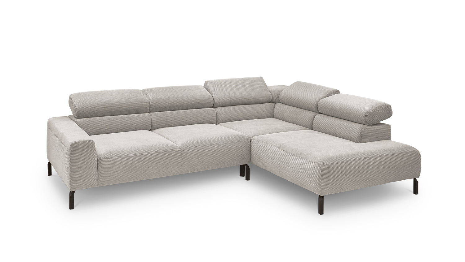 KAWOLA Sofa DELIA Ecksofa Feincord silber