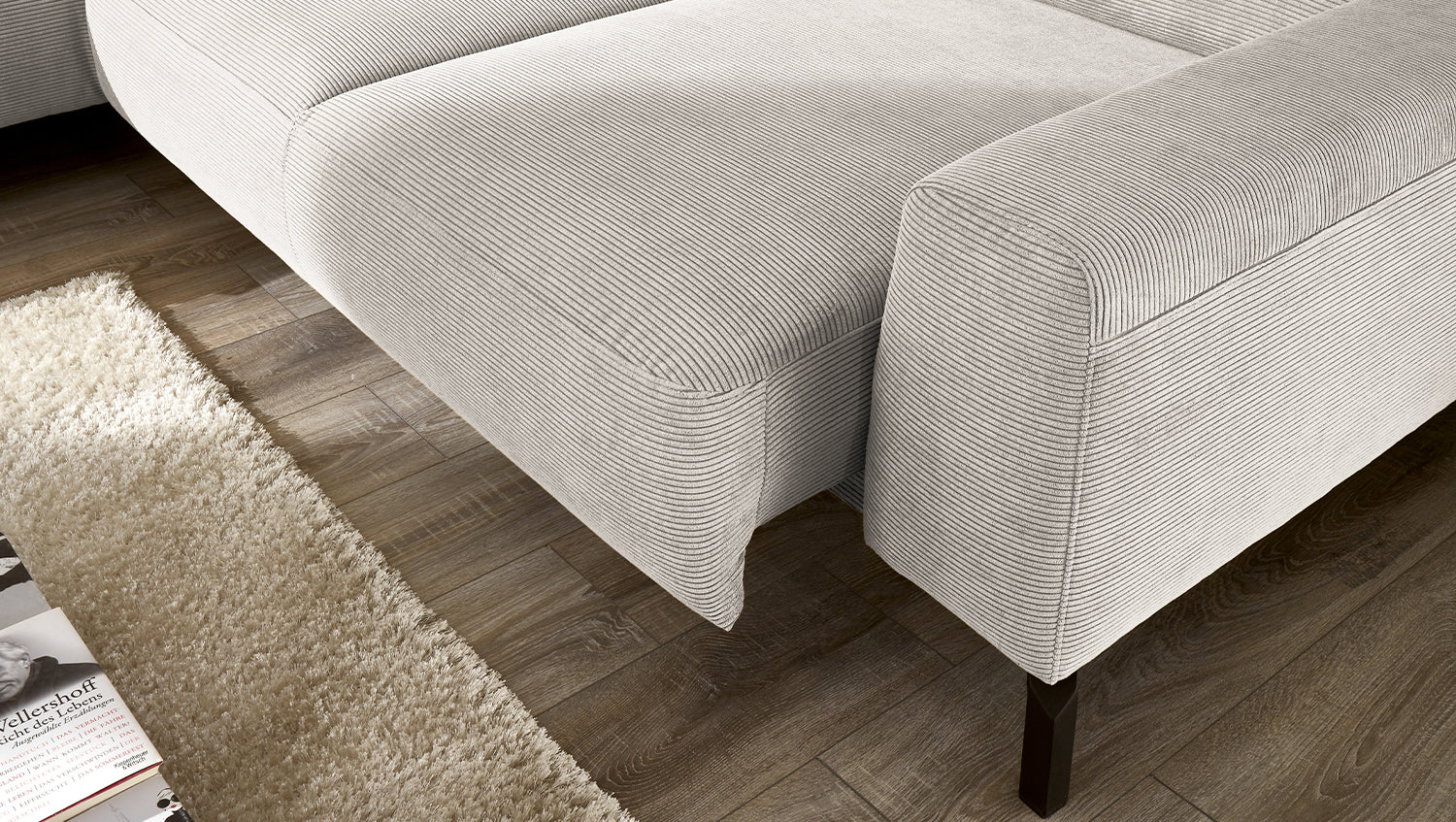 KAWOLA Sofa DELIA Ecksofa Feincord silber
