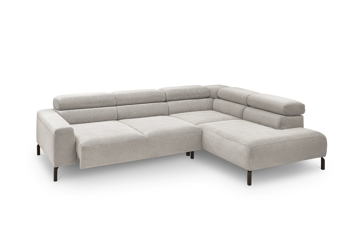 KAWOLA Sofa DELIA Ecksofa Feincord silber