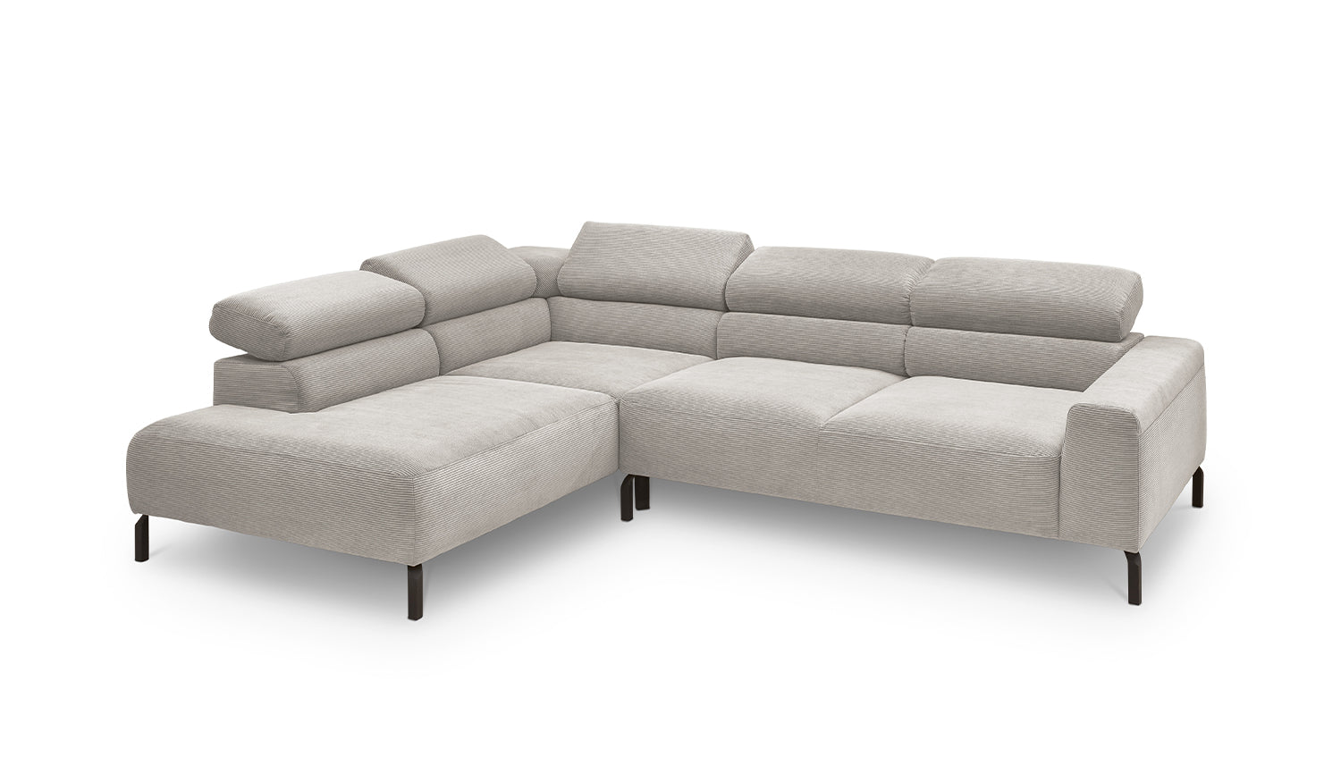 KAWOLA Sofa DELIA Ecksofa Feincord silber